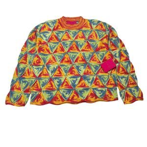 NWT The Elder Statesman Solar Crochet Pullover Multicolor Cotton Size M/L Luxury